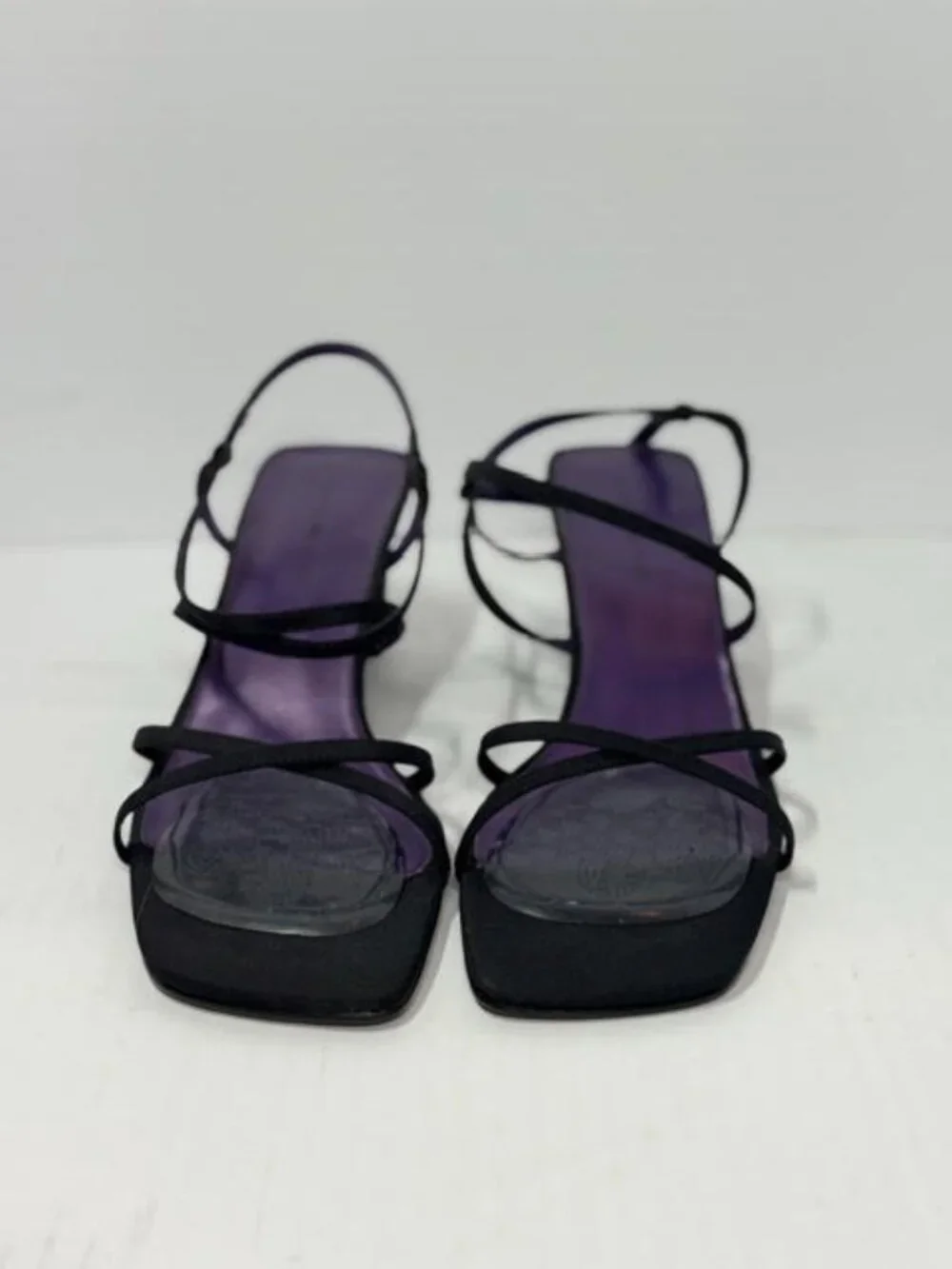 Bandolino Black Strappy Kitten Heel Sandals Square Toe Size 8 Dress Shoes